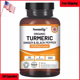 Soomiig Turmeric Ginger &Black Pepper Capsules of Natural Pure Organic Herbal Supplement