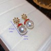Santa Shell Pearl Snowflake Dangle Earrings for Women Girls Gold