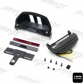 HONGK- US Smoked Tri-Bar Wide Fender LED Tail Light Bracket Compatible with H-D FXST FXSTB [B0734DH4RK]