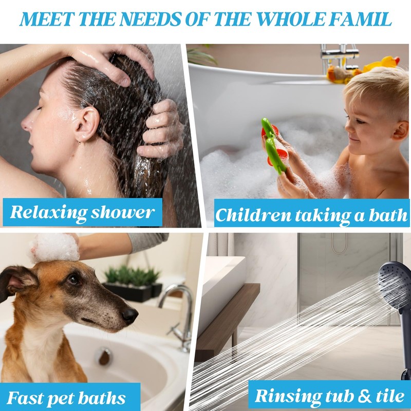 Hamckay Shower Head 8'' High Pressure Rainfall, Handheld Shower Combo