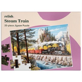 Relish Large Piece Puzzles for Seniors, 35 Piece Steam Train Jigsaw Puzzle, Dementia Products for Elderly