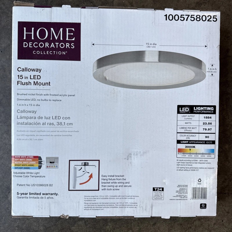 Sea Gull Lighting Home Decorators 15in Brushed Nickel Selectable LED