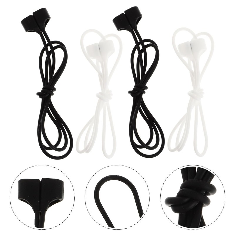 TEHAUX 4Pcs Portable Lost Hanging Rope for Earphones Magnetic Suction