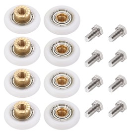 uxcell 8 Pcs Shower Door Rollers, 25mm Dia Bathroom Glass Door Rollers Runners with Screw, Sliding Door Pulleys Wheels Replacement for Kitchen Pan Glass Sliding Door, White