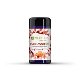 Frankincense Plus VITALSTOFFWERK®, 60 pieces incense capsules made from Indian Boswellia extract, highly concentrated pure nature, oral frankincense 335 mg boswellia extract per capsule