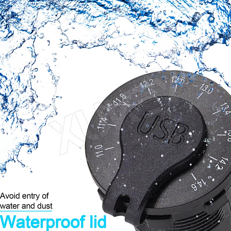 Array 12-24V QC3.0 Quick Charge Dual USB Car Charger Waterproof