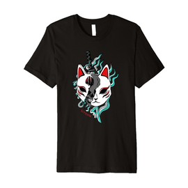Kitsune Samurai Fox Nine-Tailed Mask Art Anime Premium T-Shirt