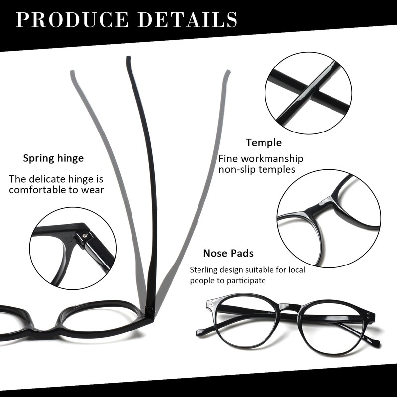 NORPERWIS 5 Pairs Reading Glasses - Standard Fit Spring Hinge