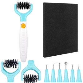 All-in-One Paper Sculpting Tool Kit & Die Brush for Card Making Paper Blossom Tools for Creating Realistic Dimensional Flowers and Cleaning Paper Bits from Dies Weeding Tool Die Brush Piercer Scraper