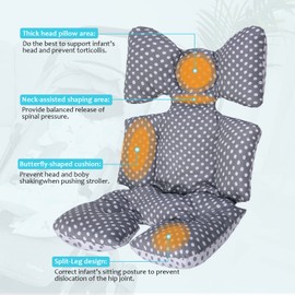 Baby Pushchair Seat Liners, Pram Liner Universal 100% Cotton Pushchair Liner Thick Baby Stroller Liner Pad Seat Cover Stroller Pad Pram Pushchair for Toddler Infant (Gray Dots)