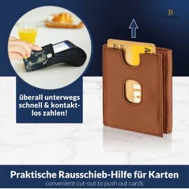 LOGAN & BARNES Copenhagen Men's Credit Card Holder with TÜV Tested RFID Blocker - Credit Card Holder with Press Stud Closure - RFID Wallet Men's Model, Cognac, Modern