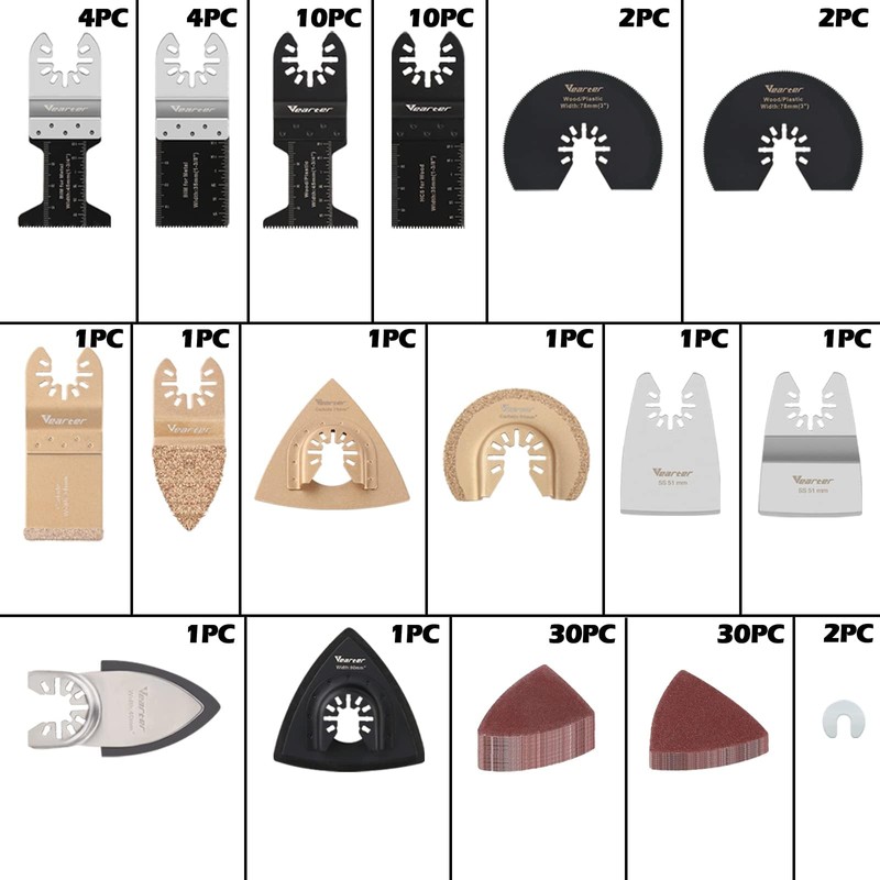 Vearter 100 Pack Oscillating Saw Blade Set, Universal Oscillating Tool