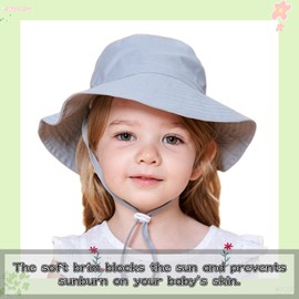 PEECABE Baby Sun Hat Summer Sun Protection Toddler Bucket Hat Wide Brim Adjustable Chin-Strap Beach Cap (CA/US, Age, 0 Months, 6 Months, Gray)