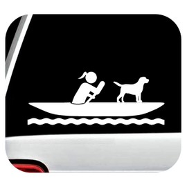 Girl Kayaking with Dog Kayak Decal Sticker for Car Window BG 689