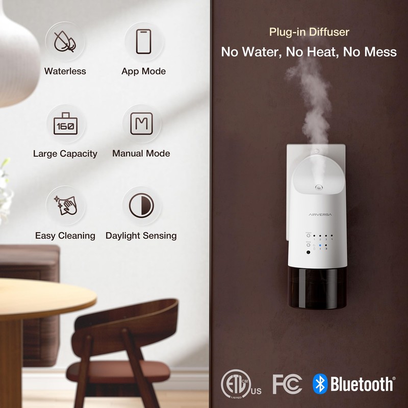 Airversa Smart Waterless Diffuser Plug in Wall for Essential Oils,