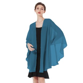 BEAUZSUZSANA Summer Shawls and Wraps for Women Evening Dresses Bridal Wedding Lightweight Party Travel Chiffon Scarf (Teal Blue)