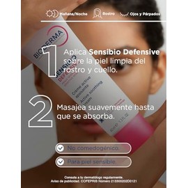 BIODERMA, Crema Facial Hidratante, Sensibio Defensive, Fortalece la Barrera Cutánea, para Piel Sensible, 40ml