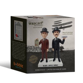 Wilbur and Orville Wright Brothers Collectible Polyresin Bobblehead Statues, Kitty Hawk Wright Flyer, Pilots