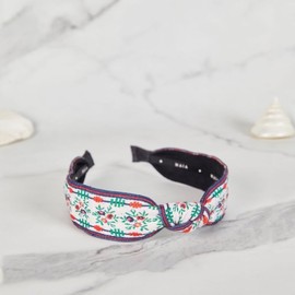 Lala 마이아 그린 꽃 쟈가드 헤어밴드 - 매듭형 화이트그린(MAIAHB051) Maia Green Flower Jacquard Hairband - Knot Type White Green (MAIAHB051)