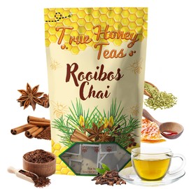True Honey Rooibos Chai Tea Bags - Providing Herbal Wellness - All Natural Organic Rooibos, Cinnamon, Clove, Coriander, Anise and Fennel - Blended with Honey Crystals Blended - 24 Count