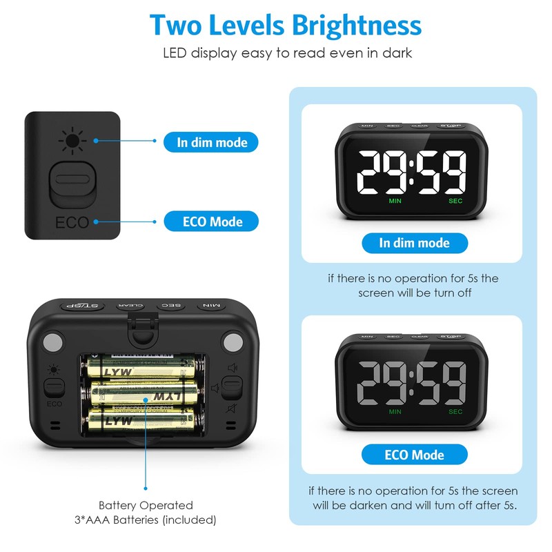 Newest AMIR Digital Timer, 3.5in Visual Timer Accurate Kitchen Timer,