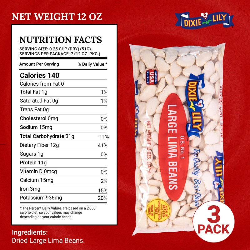 Dixie Lily - Large Lima Beans - Dried Beans for