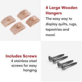 Classy Clamps Wooden Quilt Hangers – 4 Large Clips (Light) and Screws for Wall Hangings. Hang up and Display Quilts, Tapestries, Rugs, Fiber Art, and More!