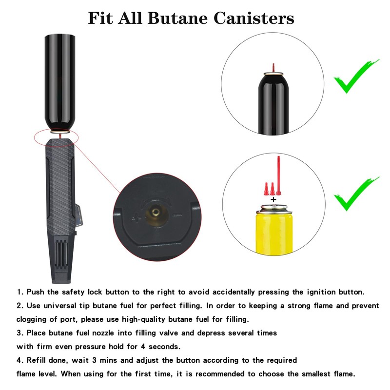 DOUBFIVSY Butane Torch Lighter, Refillable Kitchen Cooking Torch with Safety
