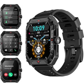 Reloj inteligente militar para hombres (responder y hacer llamada) Reloj inteligente de 2 pulgadas con frecuencia cardíaca y oxígeno en sangre,...    