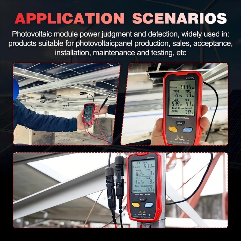Angchun Solar Panel Tester Meter Photovoltaic Multimeter 800W, Solar MPPT