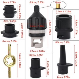 GOIYZTTR SUP Valve Adapter Inflatable Adapter with 4 Pieces Gas Nozzle Inflatable Sup Pump Adapter for Inflatable Boats, Stand Up Paddle Board, Inflatable Bed