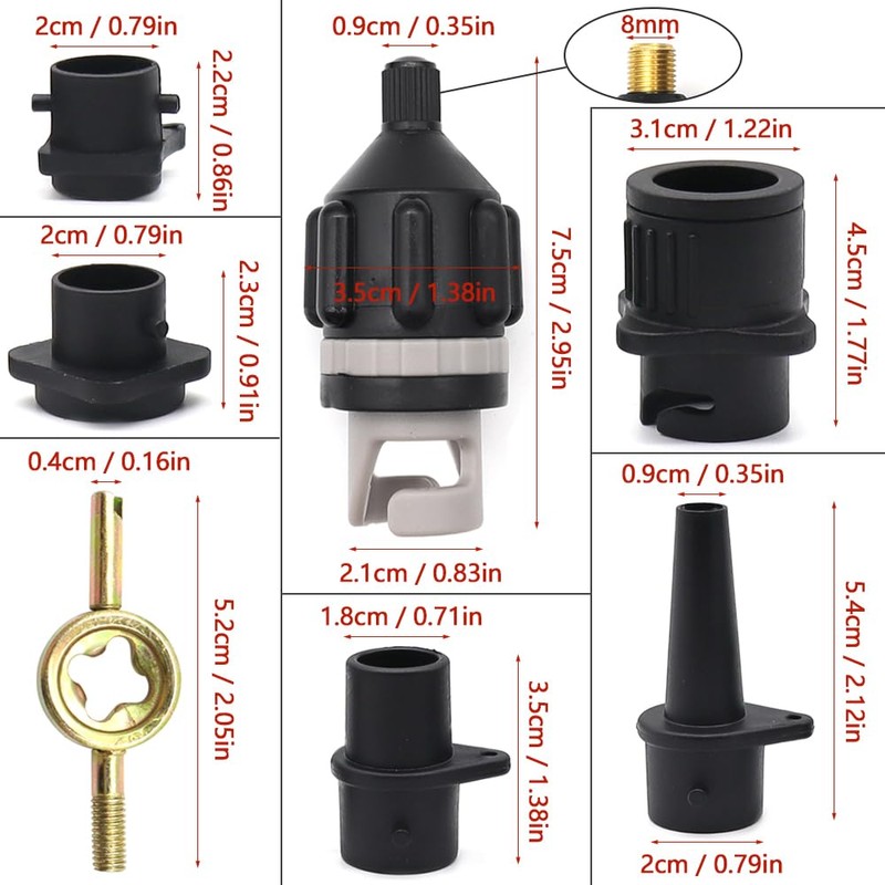 GOIYZTTR SUP Valve Adapter Inflatable Adapter with 4 Pieces Gas
