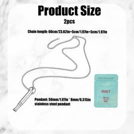 2 PCS Set Breathlace with Resistance Filter, Breathing Resistance Necklace with Filter, Includes Silver Chain and Mint Cotton Cores for Stress Management and Mindful Breathing