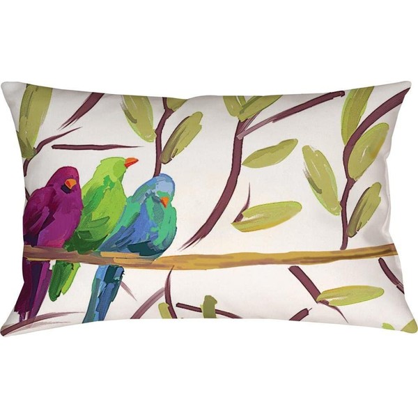 Manual Climaweave Indoor/Outdoor Decorative Throw Pillow, 18 X 13-Inch, Flocked Together Songbirds