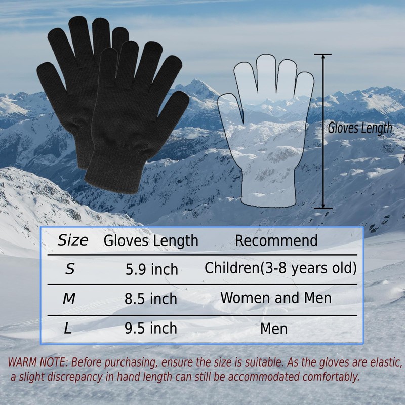 SILEDGN 6 Pairs Winter Gloves for Women Men's Warm Knit