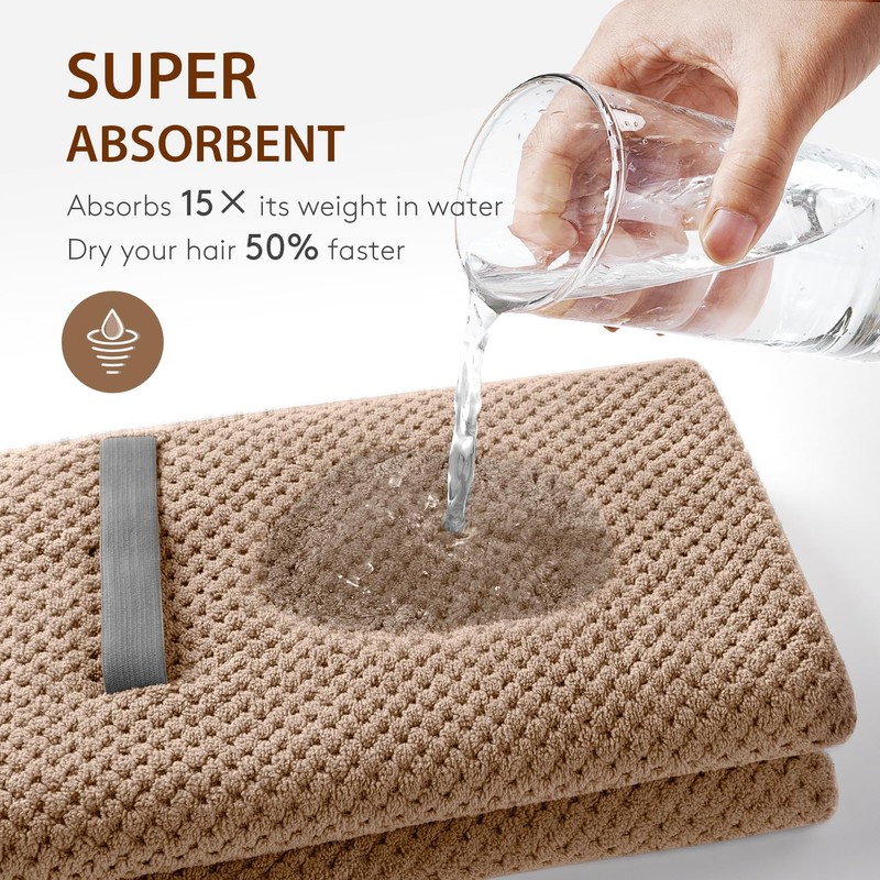 YFONG - Toallas de microfibra para secar el cabello (café)