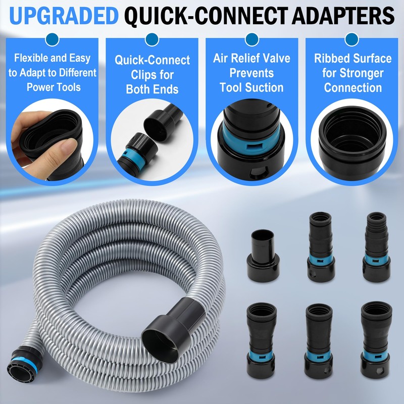 16FT 1-1/4Inch Shop Vac Hose Extension, Dust Collection Hose Kit