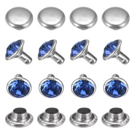 TIXIPEM Clear Rhinestone Rivets 8 mm/ 0.31 Inch [50pcs] - Crystal Rivets Use for Clothing & Performance & Arts, & Leather Craft DIY Making - [Light Blue] Studs for Clothing