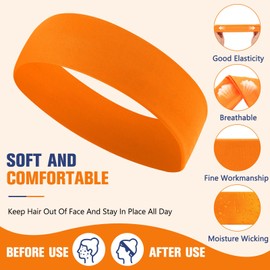 Hotop 30 Pcs Sport Headbands for Women Non Slip Stretchy Soft Fabric Elastic Sweatbands Bulk for Yoga DIY Team Gifts(Orange)