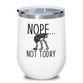 Bird Lover White Edition Wine Tumbler 12oz - Nope not Today - Hummingbird Nest Cage Parrot Dad Gardening Outdoor Birdwatcher Feeder