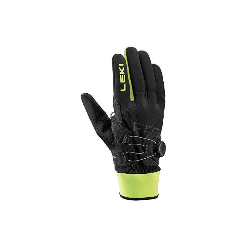 LEKI PRC Boa Shark Gloves, Black/Neon Yellow, EU 7.5