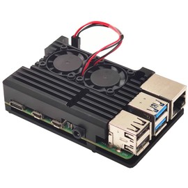 Raspberry Pi 4 Metal Case with Dual Fan, Raspberry Pi 4 Computer Model B Aluminum Alloy Passive Cooling Case Compatible with Raspberry Pi 4 Model B