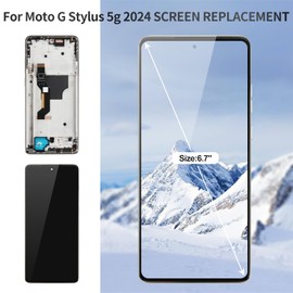 for Motorola Moto G Stylus 5G 2024 Screen for Moto G Stylus 5G 2024 Display LCD for Moto G Stylus 5G 2024 Digitizer Repair Touch XT2419-2 XT2419-1 XT2419 Black with Frame