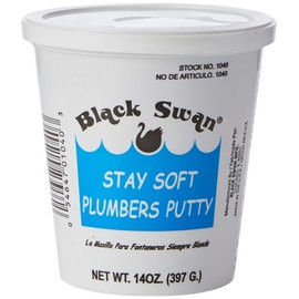 4 Set. AquaPlumb Plumbers Putty | White, 14oz, Fixture Setting Compound. Stays Soft. Use on Sinks, Tubs, Fountains and More, Compact (01040)