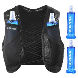 DORNNA Light Edition V1 Running Vest for Men and Women with 2 Water Bottles, 500 ml, Running Vest, Running Backpack, Hydration Backpack Running (Black, XS-S)