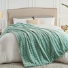 NEWCOSPLAY Faux Fur Queen Blanket Sage Green Bubble Blanket Thick