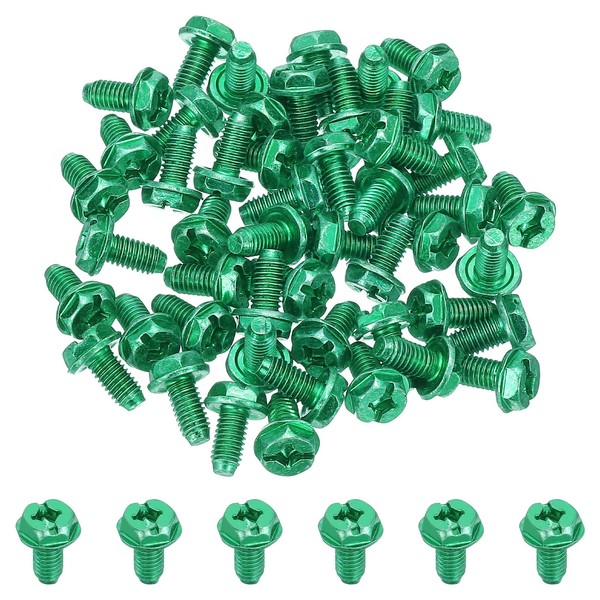 PATIKIL 10-32 x 3/8 Inch Hex Washer Head Grounding Screws,