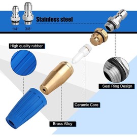 Turbo Nozzle Pressure Washer, 4000 PSI Rotating Power Washer Nozzles Max 5000 PSI with 1/4” and 3/8” Quick Connect, 7 Pressure Washer Accessories for Concrete, Brick, Driveway, Patio(4.0 GPM)