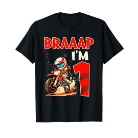 Braaap I'm 1 Year Old Motocross Dirt Bike 1st Birthday Boy T-Shirt