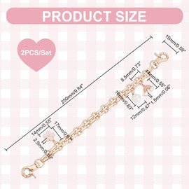 PH PandaHall Pack of 2 Wallets Chain Strap Replacement Short Chain Strap Enamel Flowers Charm Purse Handle Extension Decorative Bag Chains Golden Chain for Purse Handbag Shoulder Bag